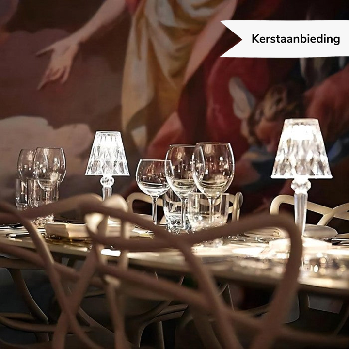 LuxeCrystal Premium LED Bordslampa | Trådlös | Dimbara Kristallbelysning | Stämningsljus & Dekoration | Veska