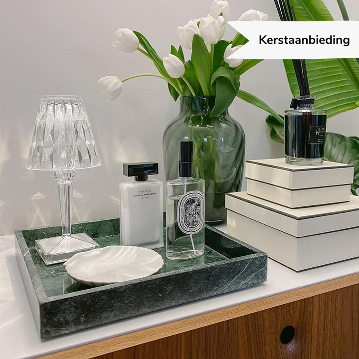 LuxeCrystal Premium LED Bordslampa | Trådlös | Dimbara Kristallbelysning | Stämningsljus & Dekoration | Veska