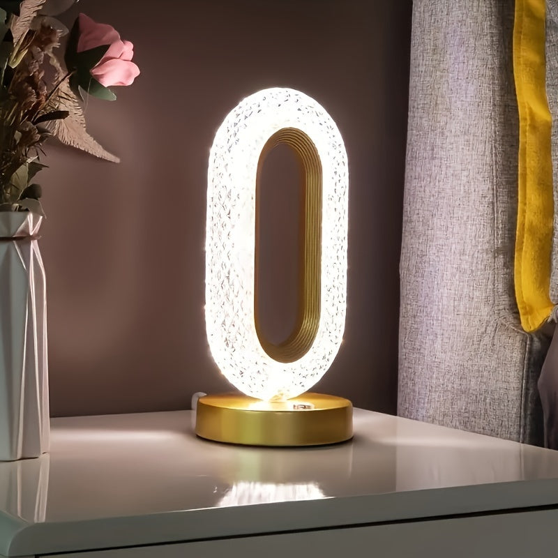 LuxeGlow – Elegant Oval Crystal Table Lamp Veska