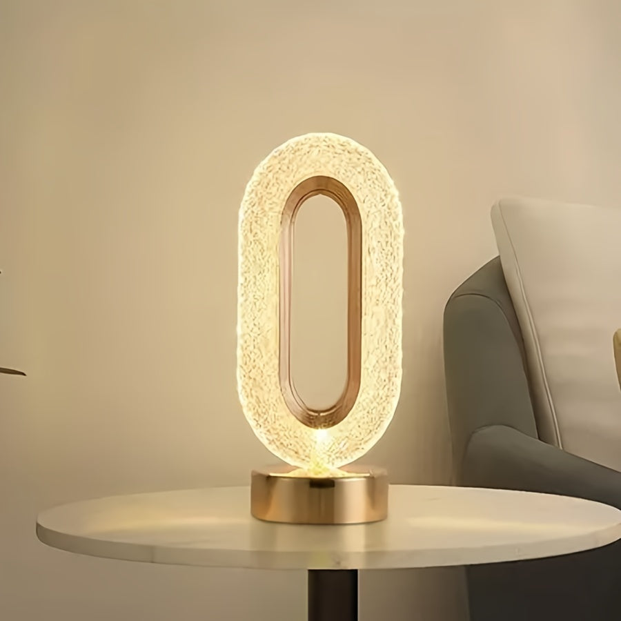 LuxeGlow – Elegant Oval Crystal Table Lamp Veska