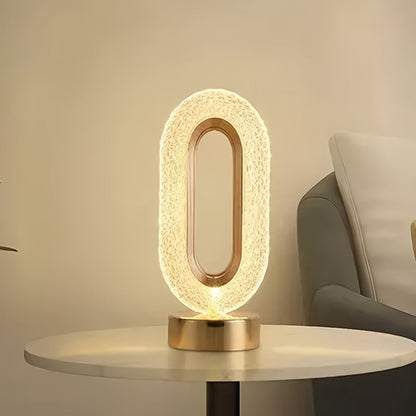 LuxeGlow – Elegant Oval Crystal Table Lamp Veska