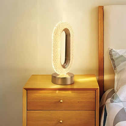LuxeGlow – Elegant Oval Crystal Table Lamp Veska