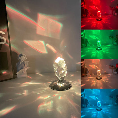 LuxorLite Diamant Crystal LED Bordslampa | Lyxig Stämningsbelysning | 3 eller 16 Färgbyte | Trådlös Nattlampa | Veska 16 färger med fjärrkontroll