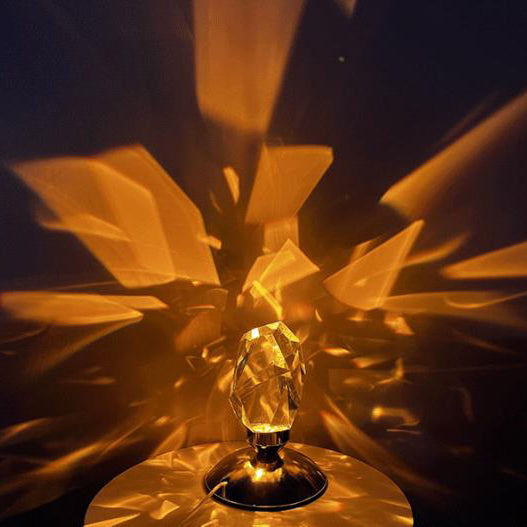 LuxorLite Diamant Crystal LED Bordslampa | Lyxig Stämningsbelysning | 3 eller 16 Färgbyte | Trådlös Nattlampa | Veska
