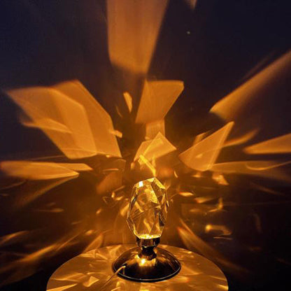LuxorLite Diamant Crystal LED Bordslampa | Lyxig Stämningsbelysning | 3 eller 16 Färgbyte | Trådlös Nattlampa | Veska