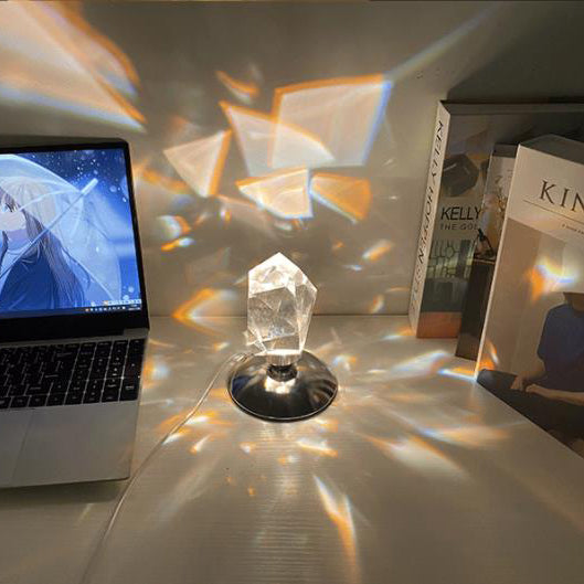 LuxorLite Diamant Crystal LED Bordslampa | Lyxig Stämningsbelysning | 3 eller 16 Färgbyte | Trådlös Nattlampa | Veska