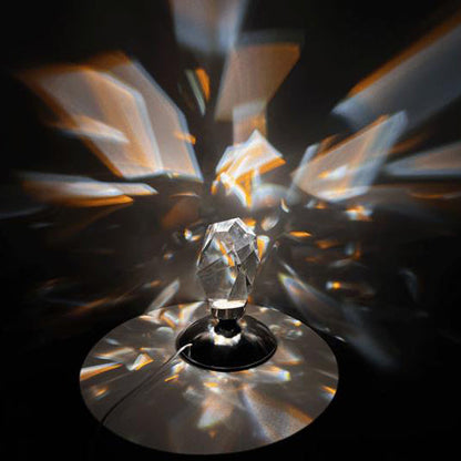 LuxorLite Diamant Crystal LED Bordslampa | Lyxig Stämningsbelysning | 3 eller 16 Färgbyte | Trådlös Nattlampa | Veska