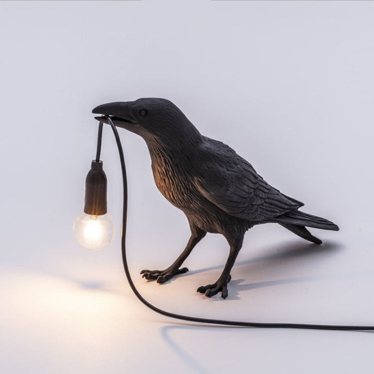 Lyckosam fågel vägglampa personlig kreativ sovrum sängbord djurform fågel resin vägglampa dekoration | Veska Svart Stående Bordslampa