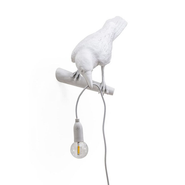 Lyckosam fågel vägglampa personlig kreativ sovrum sängbord djurform fågel resin vägglampa dekoration | Veska