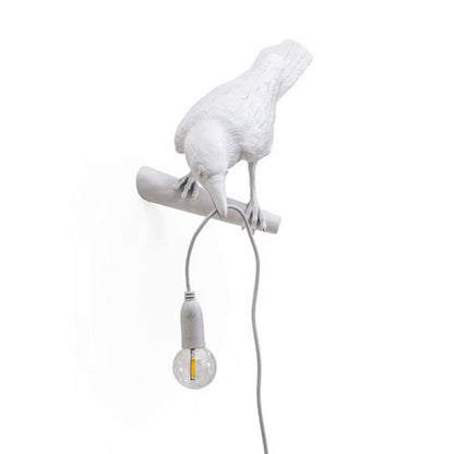 Lyckosam fågel vägglampa personlig kreativ sovrum sängbord djurform fågel resin vägglampa dekoration | Veska