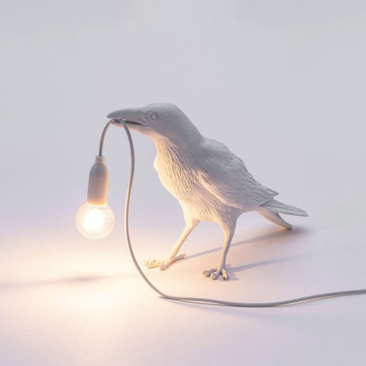 Lyckosam fågel vägglampa personlig kreativ sovrum sängbord djurform fågel resin vägglampa dekoration | Veska Vit Stående Bordslampa