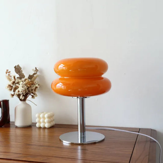 Macaron Glasbordslampa – Modern Stämningsbelysning för Interiörer | Veska Orange USB