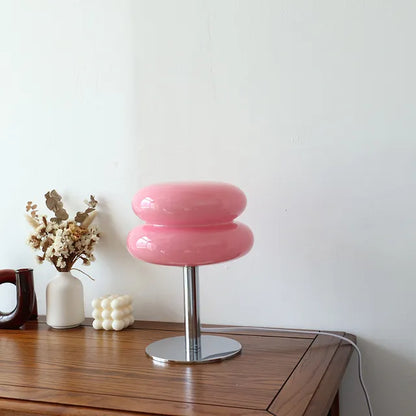 Macaron Glasbordslampa – Modern Stämningsbelysning för Interiörer | Veska Rosa USB