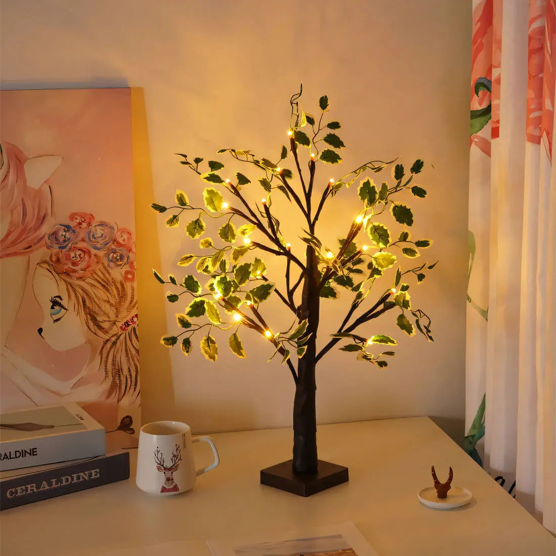 Magical BrightTree Bordslampa – Elegant Träd Design med Varm LED Ljus | Veska
