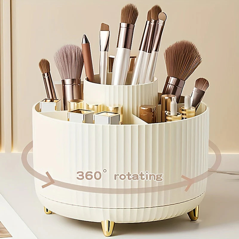 Makeup Organizer | 360° Rotating Storage Shelf for the Sink | Veska Beige