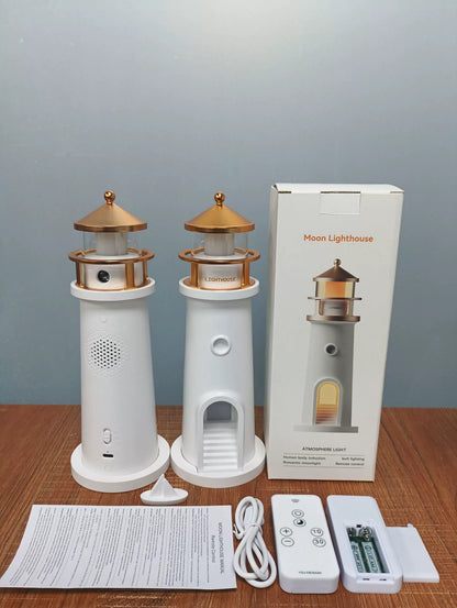 Månlampa Fyr Projektionslampa Ambient Nattljus Bluetooth Högtalare Fjärrkontroll Rörelsesensor Bordslampa | Veska Bluetooth-modell (engelsk färgbox + engelsk manual + AAA-fjärrkontroll)