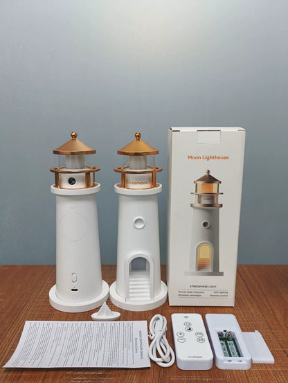 Månlampa Fyr Projektionslampa Ambient Nattljus Bluetooth Högtalare Fjärrkontroll Rörelsesensor Bordslampa | Veska Fjärrkontrollmodell (Engelsk färgbok + 16-språkig manual + AAA-fjärrkontroll)