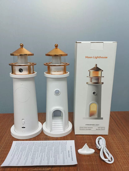 Månlampa Fyr Projektionslampa Ambient Nattljus Bluetooth Högtalare Fjärrkontroll Rörelsesensor Bordslampa | Veska Sensor Modell (Engelsk Färgburk + 16-Språk Manual)