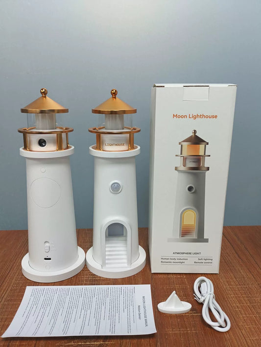 Månlampa Fyr Projektionslampa Ambient Nattljus Bluetooth Högtalare Fjärrkontroll Rörelsesensor Bordslampa | Veska Sensor Modell (Engelsk Färgburk + 16-Språk Manual)