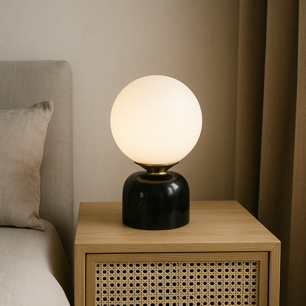Marnor | Marmorbordslampa med Glasnyans – Skandinavisk Minimalistisk Design | Veska