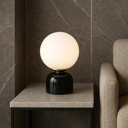 Marnor | Marmorbordslampa med Glasnyans – Skandinavisk Minimalistisk Design | Veska