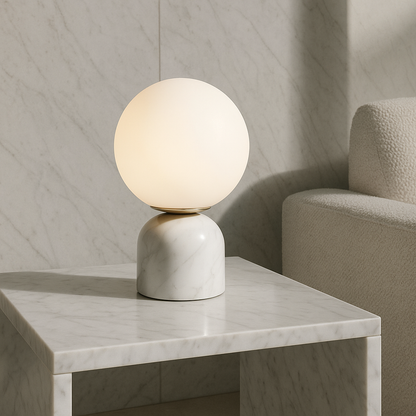 Marnor | Marmorbordslampa med Glasnyans – Skandinavisk Minimalistisk Design | Veska