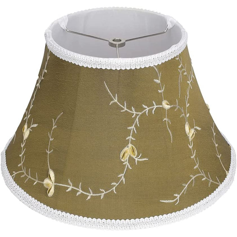 Medium lampskärm, fat tyg lampskärm för bordslampa och golvlampa, 7x13x7.8 tum, naturligt ventilerad linne, handgjord, spindel (vit) | Veska Brons