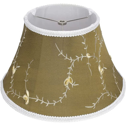 Medium lampskärm, fat tyg lampskärm för bordslampa och golvlampa, 7x13x7.8 tum, naturligt ventilerad linne, handgjord, spindel (vit) | Veska Brons