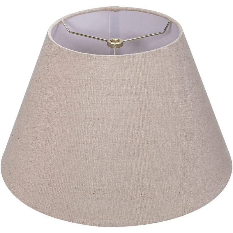 Medium lampskärm, fat tyg lampskärm för bordslampa och golvlampa, 7x13x7.8 tum, naturligt ventilerad linne, handgjord, spindel (vit) | Veska Brun