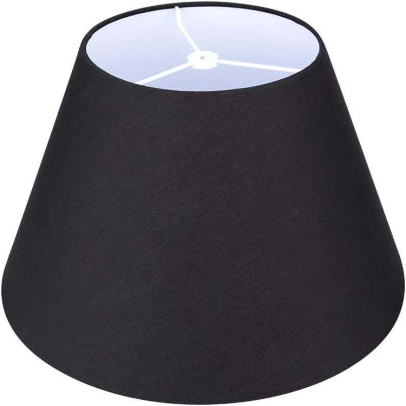 Medium lampskärm, fat tyg lampskärm för bordslampa och golvlampa, 7x13x7.8 tum, naturligt ventilerad linne, handgjord, spindel (vit) | Veska Svart