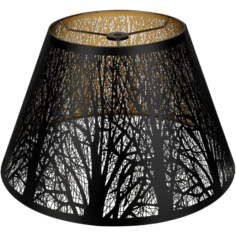 Medium lampskärm, fat tyg lampskärm för bordslampa och golvlampa, 7x13x7.8 tum, naturligt ventilerad linne, handgjord, spindel (vit) | Veska Trädmönster Svart Guld