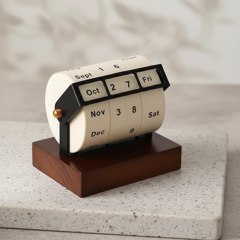 Mellanårs roterande trä ständig skrivbordskalender | Veska