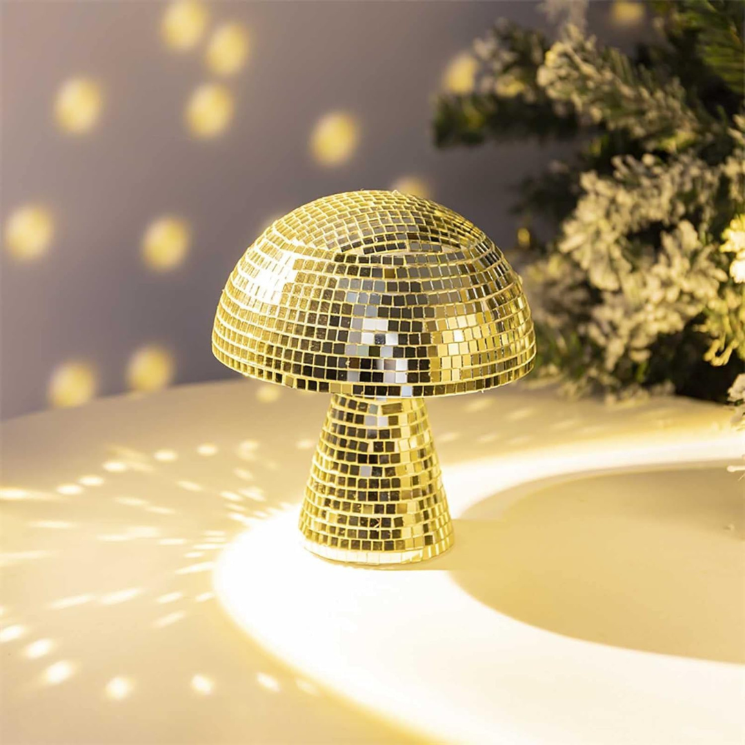 Metallisk Disco Bordslampa Svampdesign | Veska Guld