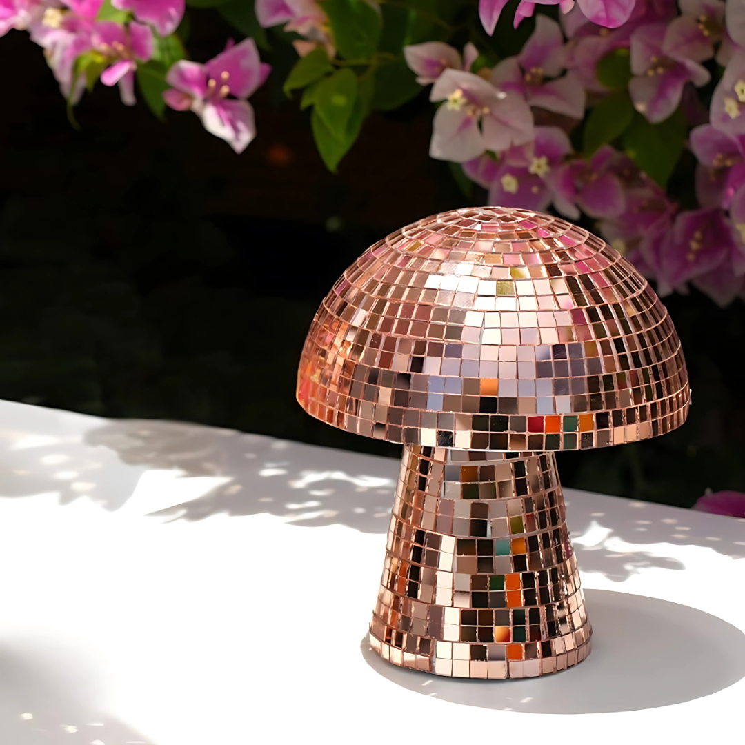 Metallisk Disco Bordslampa Svampdesign | Veska Roséguld