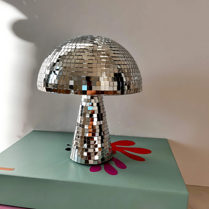 Metallisk Disco Bordslampa Svampdesign | Veska Silver