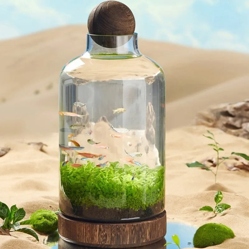 Mikro Akvarium Kompakt Glas Ekologisk Fisk Tank | Veska