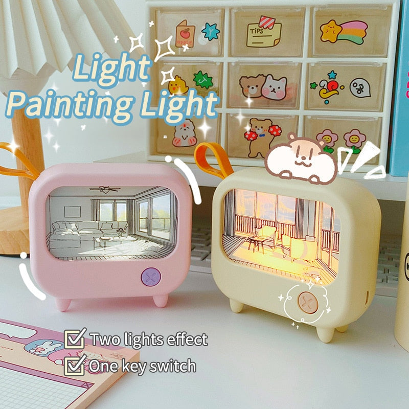 Mini Art TV Målning Dekor Nattlampa | Veska