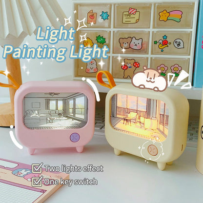 Mini Art TV Målning Dekor Nattlampa | Veska