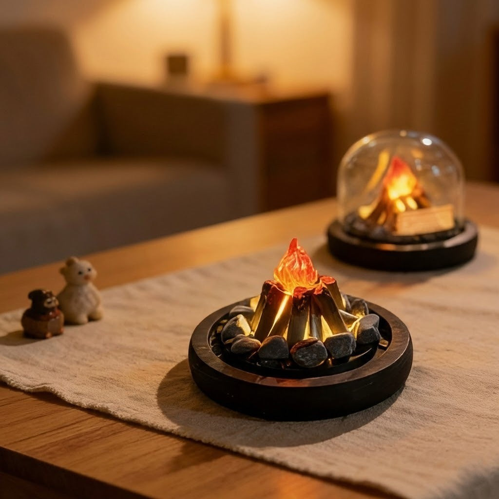 Mini Bonfire Flame Glass Dome Nattlampa | Veska