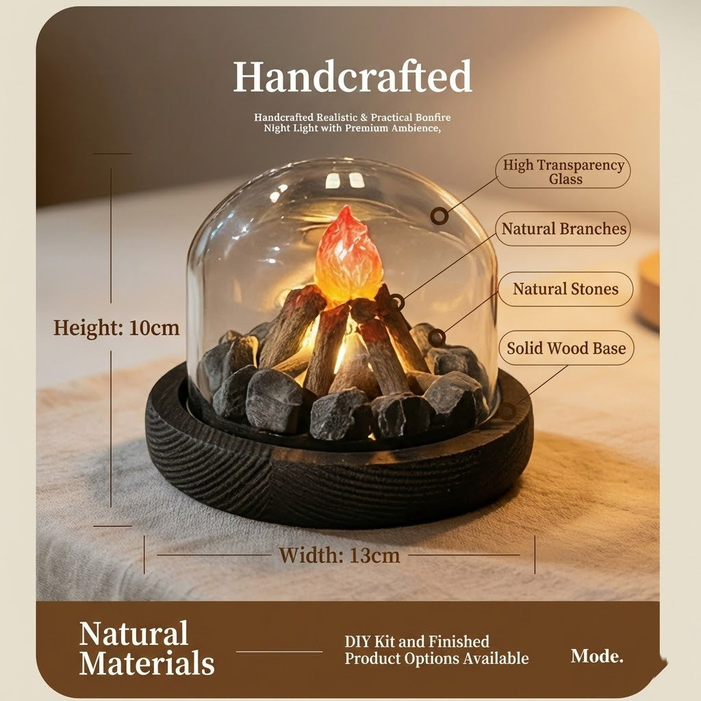 Mini Bonfire Flame Glass Dome Nattlampa | Veska