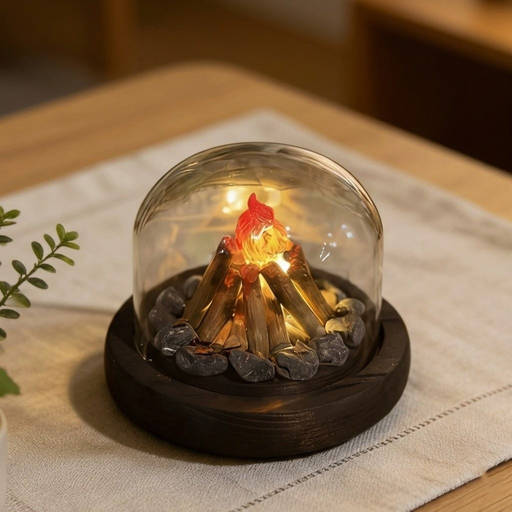 Mini Bonfire Flame Glass Dome Nattlampa | Veska