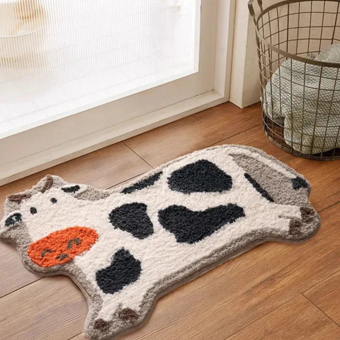 Mini Cow Fluffy Badmatta | Veska VIT 73x55cm