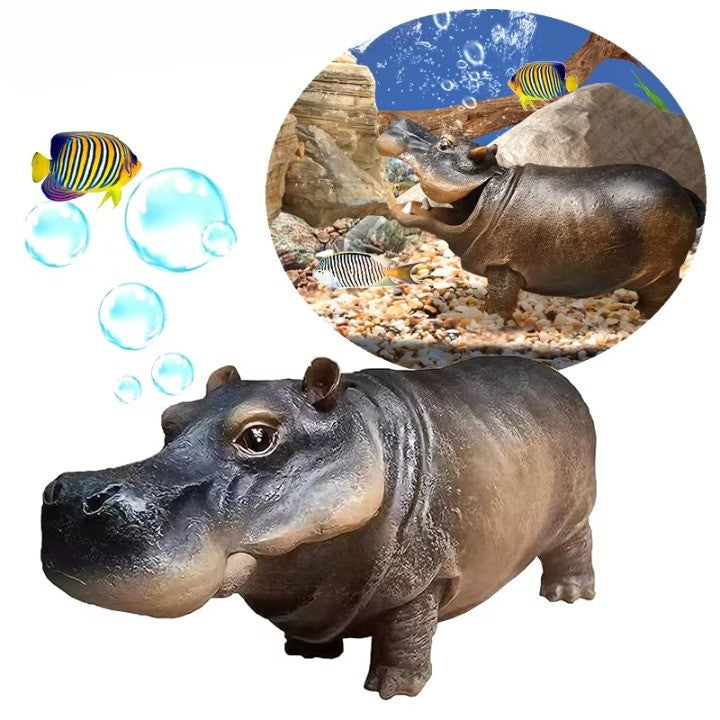 Mini Hippo Dekorativ Fiskbowl Luft Bubblare | Veska