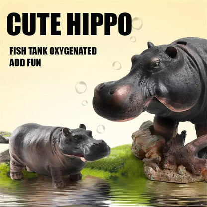 Mini Hippo Dekorativ Fiskbowl Luft Bubblare | Veska