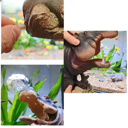 Mini Hippo Dekorativ Fiskbowl Luft Bubblare | Veska