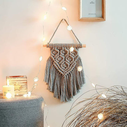 Mini Macrame Vägghängning | Veska Grå