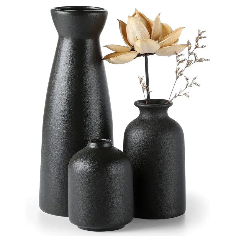 Minimalist Keramik Vas Set Tidlös och Elegant | Veska Svart
