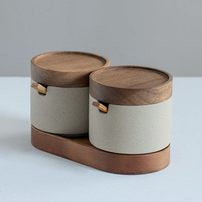 Minimalist kryddburk och kruka set i japansk stil | Veska 3 delat set