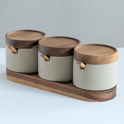 Minimalist kryddburk och kruka set i japansk stil | Veska 4 Delars Set