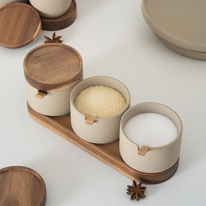 Minimalist kryddburk och kruka set i japansk stil | Veska